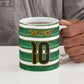 Custom South Africa Football Ceramic Mug King Protea with African Heritage Stripes Style