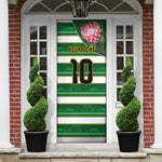 Custom South Africa Football Door Cover King Protea with African Heritage Stripes Style