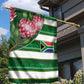 South Africa Football Garden Flag King Protea with African Heritage Stripes Style