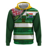 Custom South Africa Football Hoodie King Protea with African Heritage Stripes Style