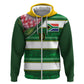 Custom South Africa Football Hoodie King Protea with African Heritage Stripes Style