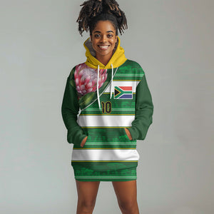 Custom South Africa Football Hoodie Dress King Protea with African Heritage Stripes Style