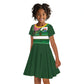 Custom South Africa Football Kid Short Sleeve Dress King Protea with African Heritage Stripes Style