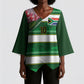 Custom South Africa Football Kimono Sleeve Blouse King Protea with African Heritage Stripes Style