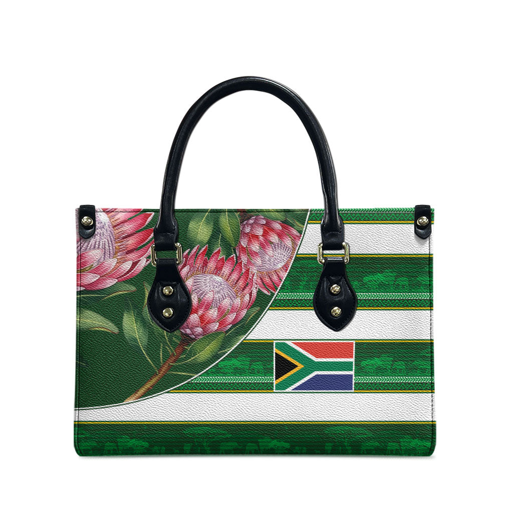 South Africa Football Leather Bag King Protea with African Heritage Stripes Style