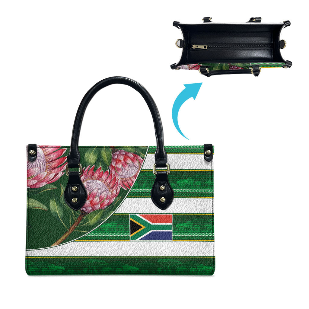South Africa Football Leather Bag King Protea with African Heritage Stripes Style