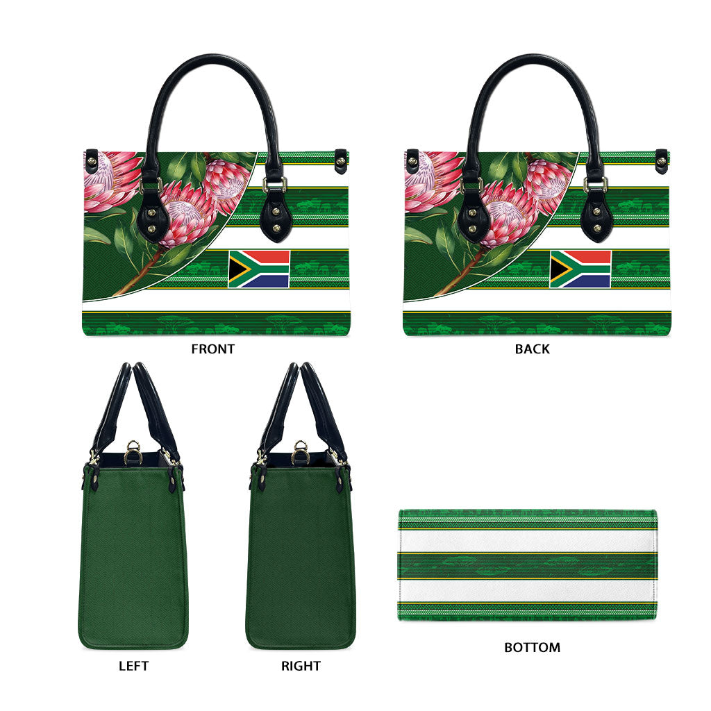 South Africa Football Leather Bag King Protea with African Heritage Stripes Style