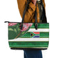 South Africa Football Leather Tote Bag King Protea with African Heritage Stripes Style