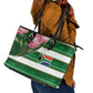 South Africa Football Leather Tote Bag King Protea with African Heritage Stripes Style