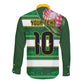 Custom South Africa Football Long Sleeve Button Shirt King Protea with African Heritage Stripes Style