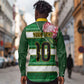 Custom South Africa Football Long Sleeve Button Shirt King Protea with African Heritage Stripes Style