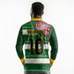 Custom South Africa Football Long Sleeve Polo Shirt King Protea with African Heritage Stripes Style