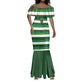 Custom South Africa Football Mermaid Dress King Protea with African Heritage Stripes Style