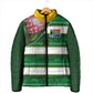 Custom South Africa Football Padded Jacket King Protea with African Heritage Stripes Style