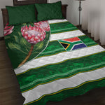South Africa Football Quilt Bed Set King Protea with African Heritage Stripes Style