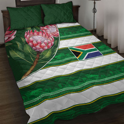 South Africa Football Quilt Bed Set King Protea with African Heritage Stripes Style