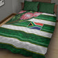 South Africa Football Quilt Bed Set King Protea with African Heritage Stripes Style