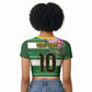 Custom South Africa Football Raglan Cropped T shirt King Protea with African Heritage Stripes Style
