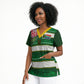 Custom South Africa Football Scrub Top King Protea with African Heritage Stripes Style