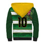 Custom South Africa Football Sherpa Hoodie King Protea with African Heritage Stripes Style
