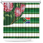 South Africa Football Shower Curtain King Protea with African Heritage Stripes Style