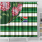 South Africa Football Shower Curtain King Protea with African Heritage Stripes Style
