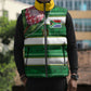 Custom South Africa Football Sleeveless Puffer Jacket King Protea with African Heritage Stripes Style