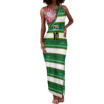 Custom South Africa Football Tank Maxi Dress King Protea with African Heritage Stripes Style