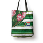 South Africa Football Tote Bag King Protea with African Heritage Stripes Style