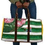 South Africa Football Travel Bag King Protea with African Heritage Stripes Style