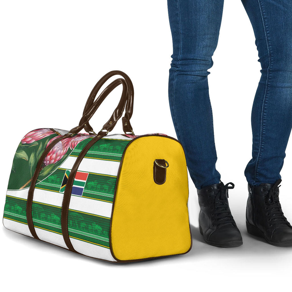 South Africa Football Travel Bag King Protea with African Heritage Stripes Style