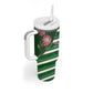 Custom South Africa Football Tumbler With Handle King Protea with African Heritage Stripes Style