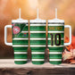 Custom South Africa Football Tumbler With Handle King Protea with African Heritage Stripes Style
