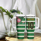 Custom South Africa Football Tumbler With Handle King Protea with African Heritage Stripes Style