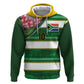 Custom South Africa Football Zip Hoodie King Protea with African Heritage Stripes Style
