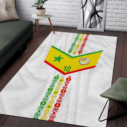 Custom Senegal Football Area Rug Tricolor African Stripes Motif Sporty Style - African Pride