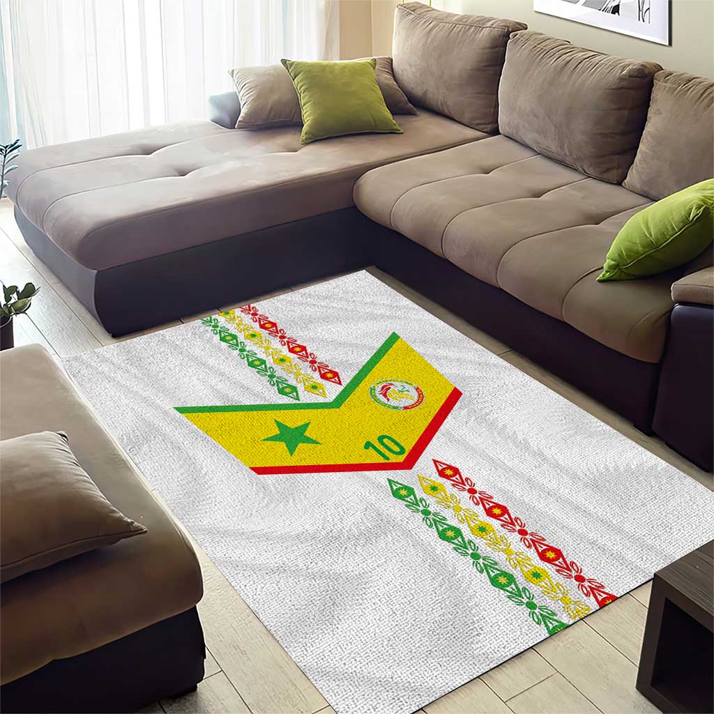 Custom Senegal Football Area Rug Tricolor African Stripes Motif Sporty Style - African Pride