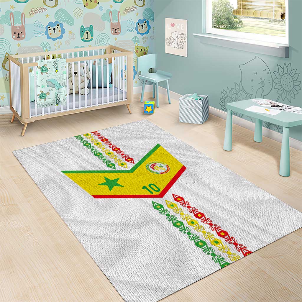 Custom Senegal Football Area Rug Tricolor African Stripes Motif Sporty Style - African Pride