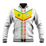 Custom Senegal Football Baseball Jacket Tricolor African Stripes Motif Sporty Style - African Pride