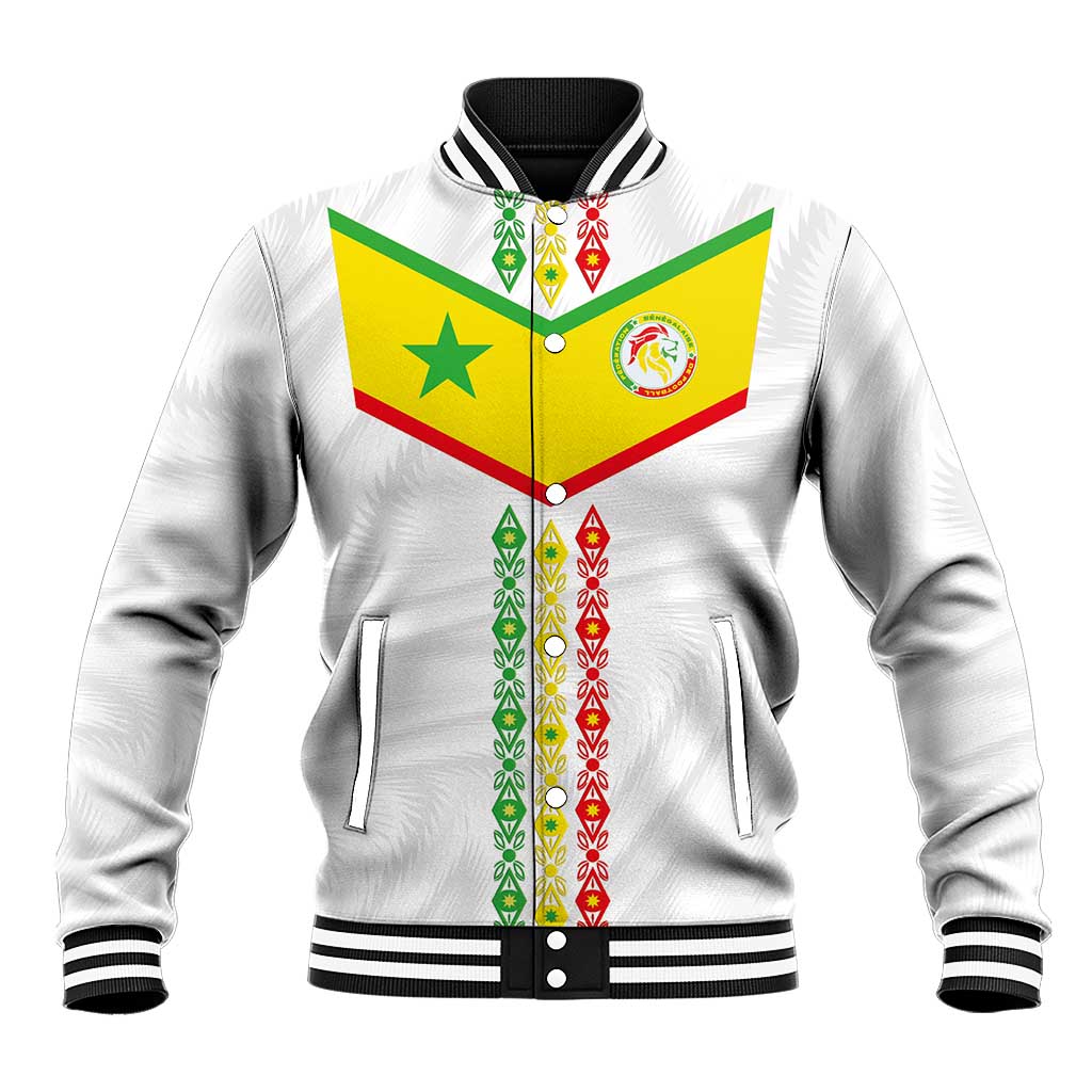 Custom Senegal Football Baseball Jacket Tricolor African Stripes Motif Sporty Style - African Pride