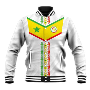 Custom Senegal Football Baseball Jacket Tricolor African Stripes Motif Sporty Style - African Pride
