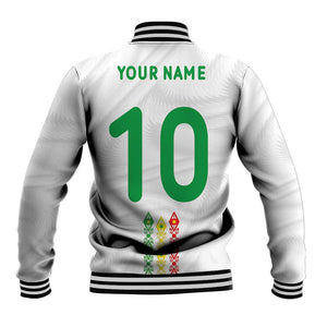 Custom Senegal Football Baseball Jacket Tricolor African Stripes Motif Sporty Style - African Pride