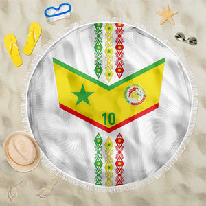 Custom Senegal Football Beach Blanket Tricolor African Stripes Motif Sporty Style - African Pride