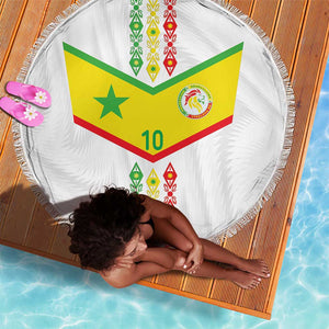 Custom Senegal Football Beach Blanket Tricolor African Stripes Motif Sporty Style - African Pride
