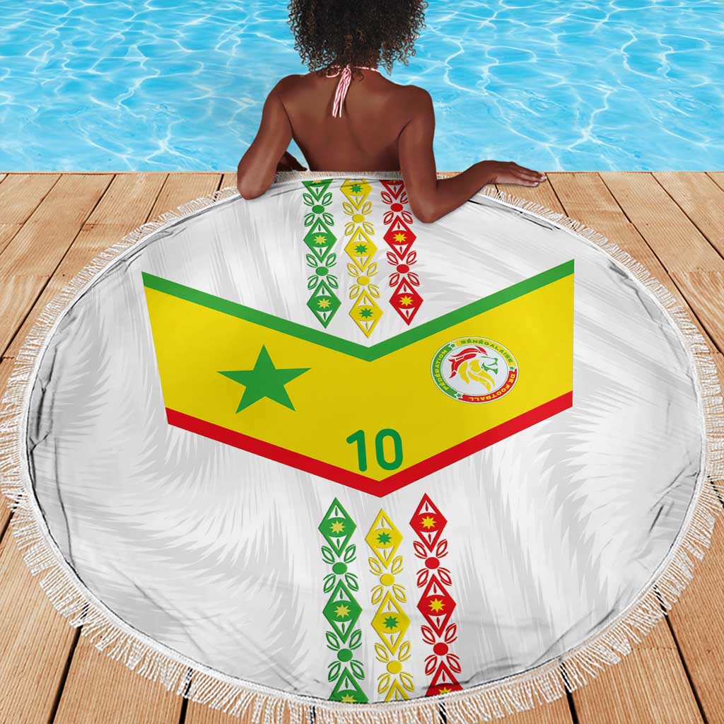 Custom Senegal Football Beach Blanket Tricolor African Stripes Motif Sporty Style - African Pride