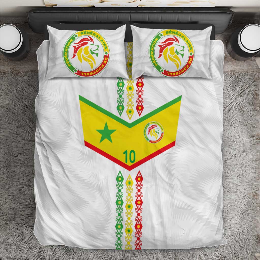 Custom Senegal Football Bedding Set Tricolor African Stripes Motif Sporty Style - African Pride