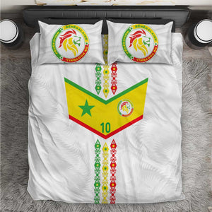 Custom Senegal Football Bedding Set Tricolor African Stripes Motif Sporty Style - African Pride