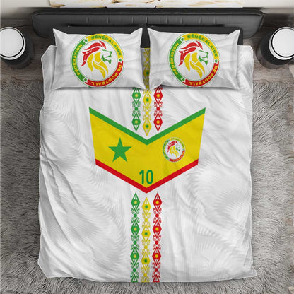 Custom Senegal Football Bedding Set Tricolor African Stripes Motif Sporty Style - African Pride