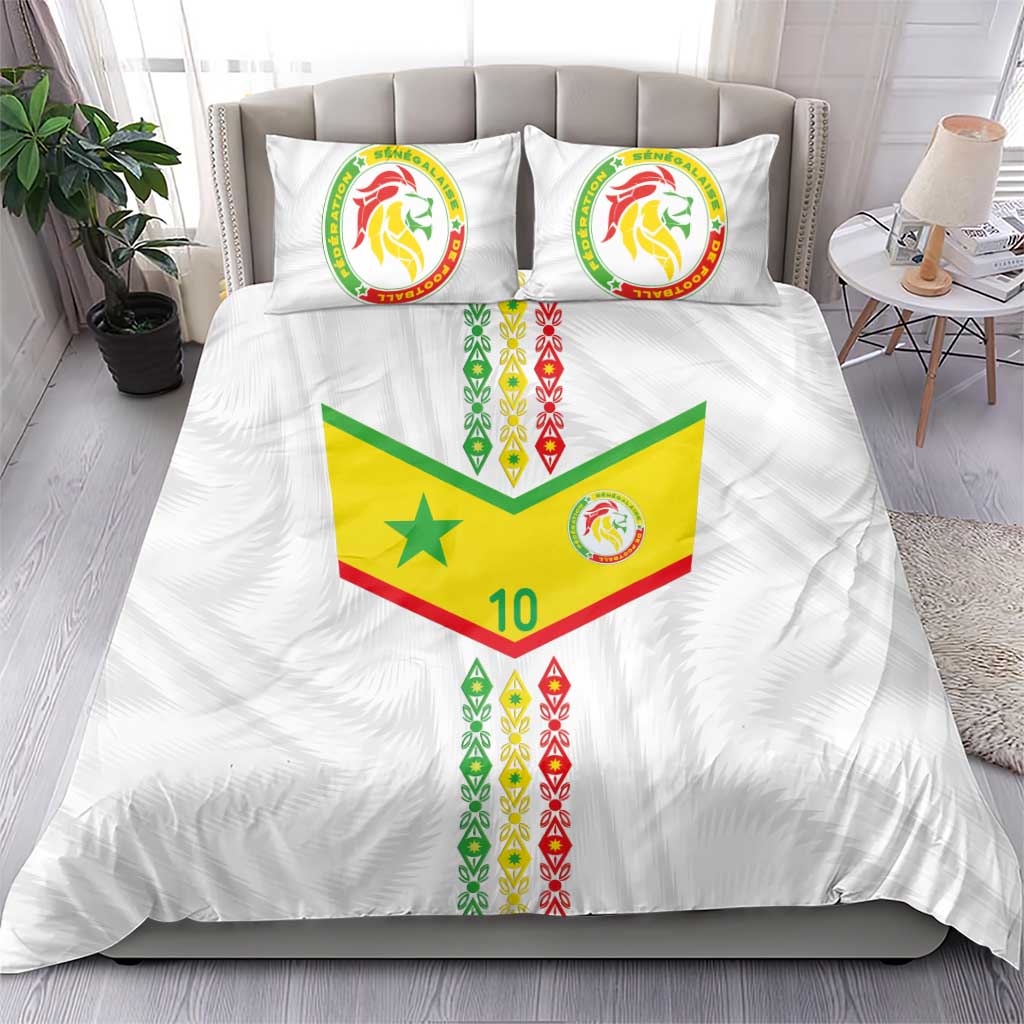 Custom Senegal Football Bedding Set Tricolor African Stripes Motif Sporty Style - African Pride