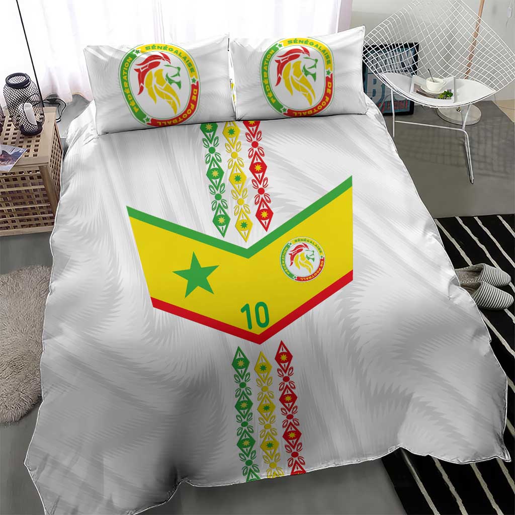 Custom Senegal Football Bedding Set Tricolor African Stripes Motif Sporty Style - African Pride